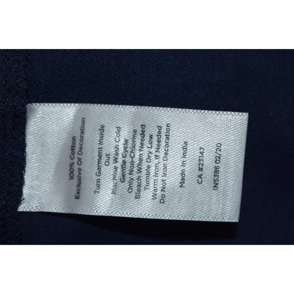 TALBOTS 1X Cotton Navy Blue White Embroidery 3/4 Sleeves Gauze Peasant Boho Top - Picture 15 of 16